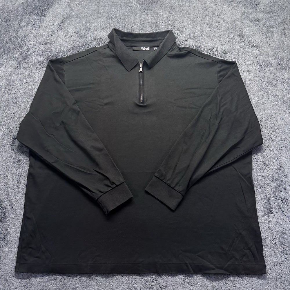 Murano Liquid Cotton 1/4 Zip Sweater Mens  3XLT Tall Black Pullover 100% Cotton